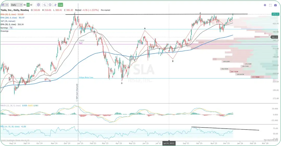 テスラ(Tesla, Inc.)の日足チャート